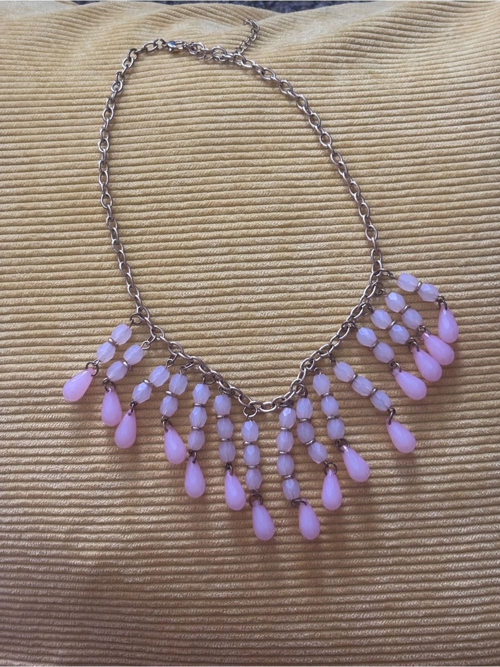 Delicate Pink Teardrop Fringe Necklace - Women Jewelry